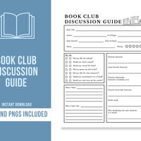 Printable Book Club Discussion Guide, Printable Book Club Questions - Etsy