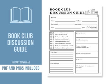 Printable Book Club Discussion Guide | Book Club Discussion Guide | Book Club Fun | Book Club Ideas | Book Club Host | Reading Journal