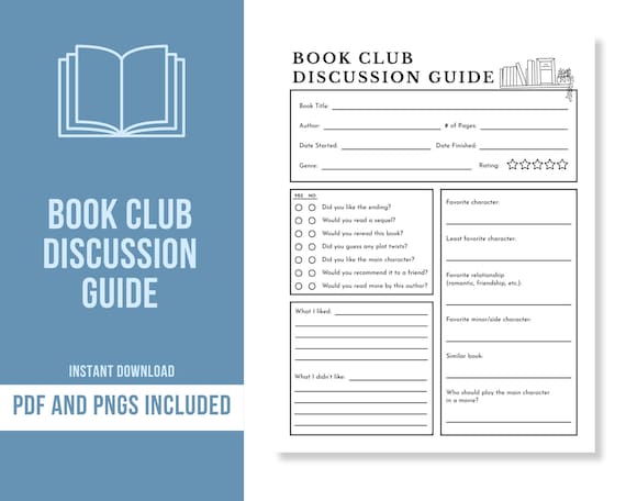 Printable Book Club Discussion Guide | Book Club Discussion Guide | Book Club Fun | Book Club Ideas | Book Club Host | Reading Journal