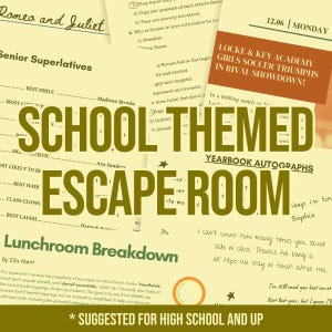 Escape School PDF game | School Themed Escape Room | PDF Game for Classroom | School Escape Room | Classroom Activity High School and Up