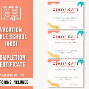 Ferien Bibelschule Abschlusszertifikat | VBS Zertifikat | Urlaubs Bibel Schul Zertifikat | Urlaub Bibelschule Download | VBS