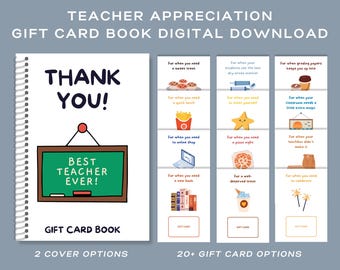 Printable Gift Card Book for Teacher Appreciation | Gift Card Book | Teacher Gift | Teacher Appreciation Gift | Unique DIY Teacher Gifts