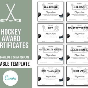Editable Hockey Award Certificates | Hockey Team Awards | End of the Season Hockey Awards | Hockey Certificates | Hockey Awards | Hockey