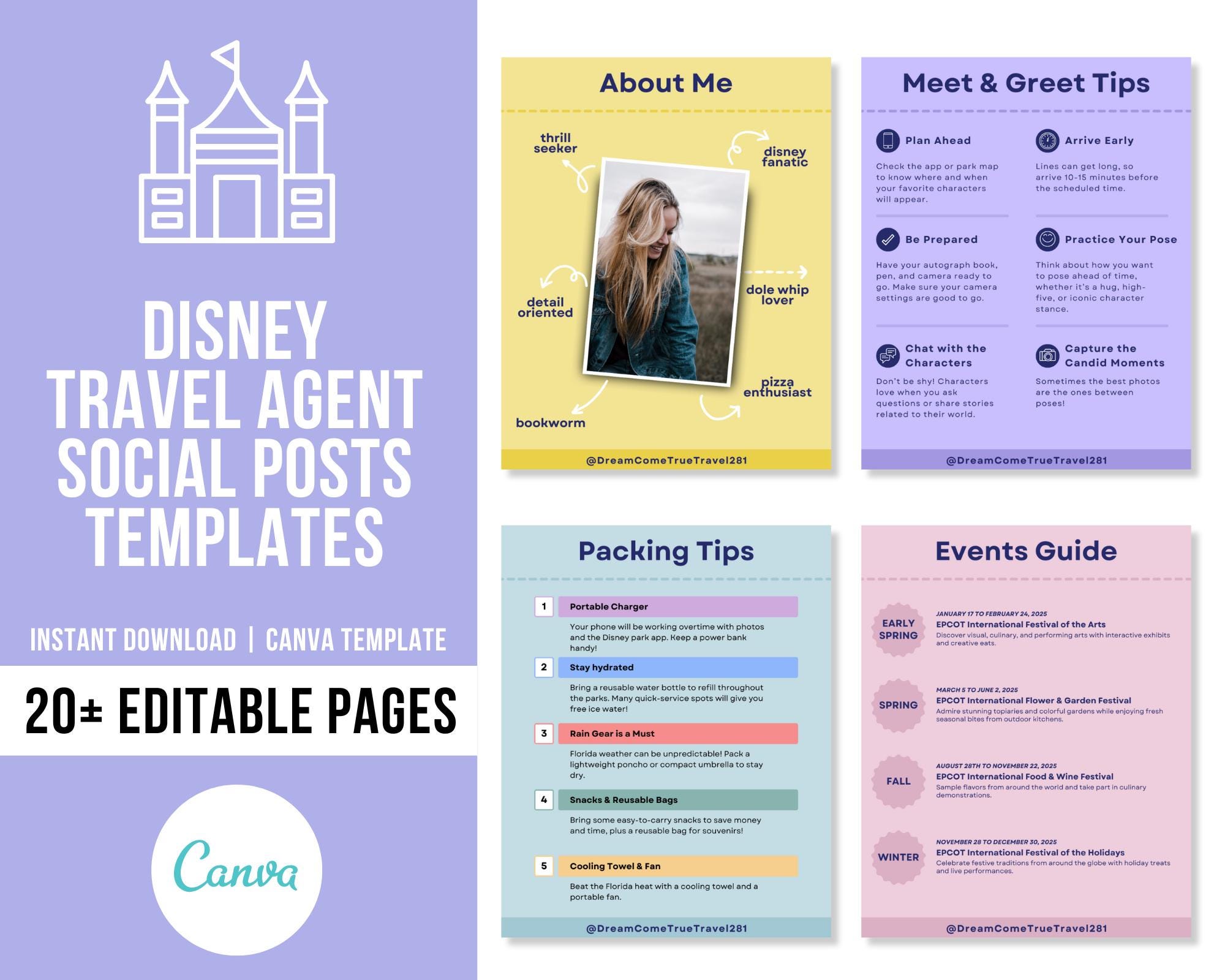 Disney Travel Agent Social Media Post Templates | Disney Travel Agent | Disney Travel Agent Social Posts | WDW Travel Agent Template
