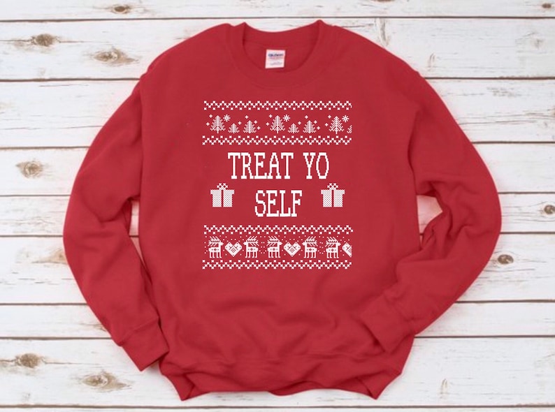 Parks and Rec Treat Yo Self Ugly Christmas Sweater Sweatshirt - Etsy