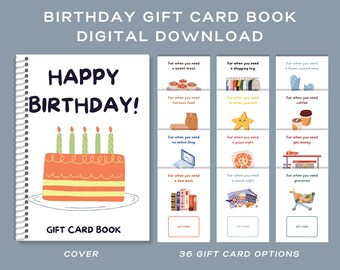 Printable Birthday Gift Card Book | Gift Card Book Birthday | Birthday Gift | College Gift | Care Package Digital | Gift Card Book Digital