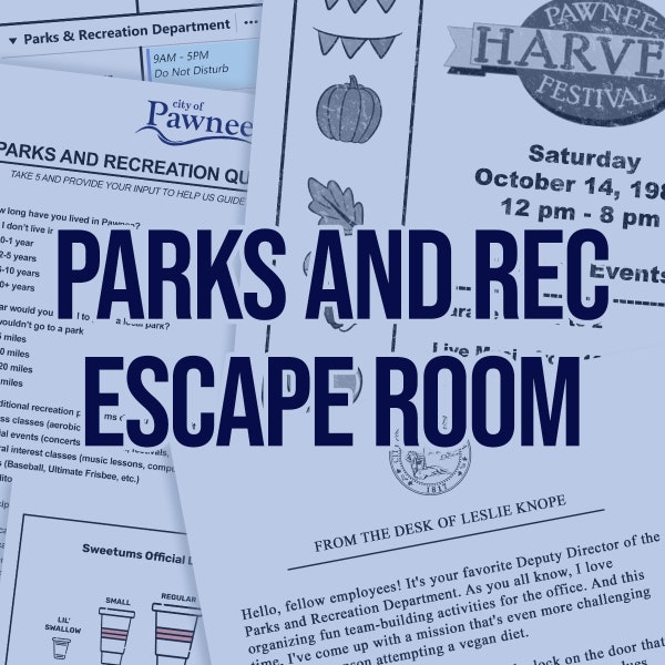 Escape Parks and Recreation PDF game | Printable Adventure for Adults, Teens and Family | diy Logic Puzzle Party Game *DIGITAL DOWNLOAD*