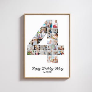 Fourth Birthday Collage Template | Fourth Bday Poster | Fourth Birthday Poster Template | 4th Birthday Party Decor | 4th Bday Photo Collage