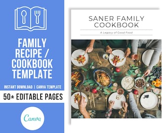 Family Recipe Book Template | Printable Cookbook Pages | Recipe Book | Custom Recipe Cookbook Template | Family Cookbook | Family Recipes