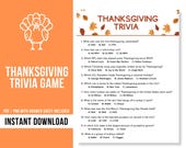 Thanksgiving Trivia Game | Thanksgiving Party Game | Fall Trivia Game | Friendsgiving Family Trivia Game | Thanksgiving Game Kids and Adults