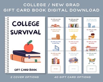 Printable Gift Card Book for Graduation or College | Gift Card Book | College Gift | New Grad Gift | Care Package Digital | College Survival