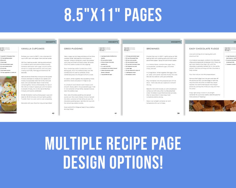 Multipe Recipe Image Family Recipe Book Template | Printable Cookbook Pages | Recipe Book ...