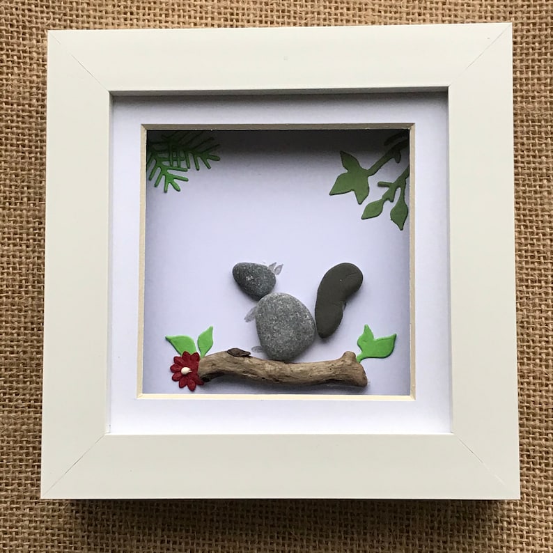 Pebble Art Pebble Art Picture Squirrel Picture Beach Art Squirrel Custom Gift image 2