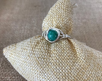 Wire Wrapped Ring - Silver Wire Wrap Ring - Sterling Silver Custom Ring - Custom Ring - Jasper Ring