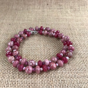 Womens Rhodonite Necklace - Womens Handmade Rhodonite Necklace - Rhodonite Silver Necklace - Sterling Silver Custom Necklace