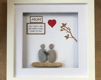 Pebble Art Picture, Pebble Picture - Mothers Gift - Fathers Gift - Mothers Day Gift - Custom Made Pebble Art Available