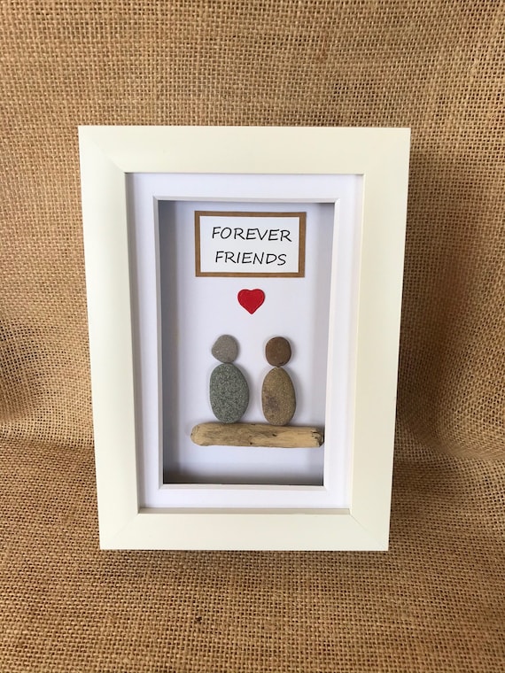 Pebble Art Framed Pebble Art Forever Friends Friends Art Etsy