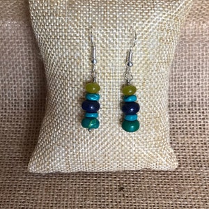 Turquoise Earrings, Turquoise Lapis Jade Earrings, Handmade Gemstone Earrings, Blue Earrings, Sterling Silver Custom Available Gift Present