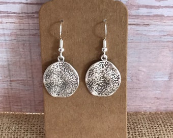 925 Silver Earrings - 925 Circle Earrings - Antique Silver Earrings