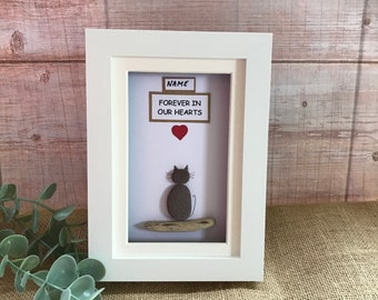 Pebble Art - Cat Memorial Gift - Cat Picture - Pebble Art Picture - Cat Gift