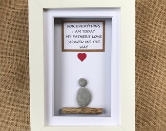 Pebble Art - Pebble Art Picture - Fathers Gift - Beach Art - Personalised Picture - Custom Gift