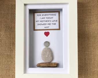 Pebble Art Picture - Pebble Picture, Custom Made Pebble Art - Mothers Day Gift - Beach Art - Mum Gift - Mum Present