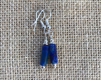 Lapis Lazuli Earrings - Unique Womens Lapis Earrings - Handmade Lapis Earrings - Handcarved Lapis Lazuli Earrings