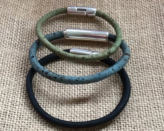 Veganistische kurkarmband, enkele streng met magnetische sluiting, aangepaste kleuren