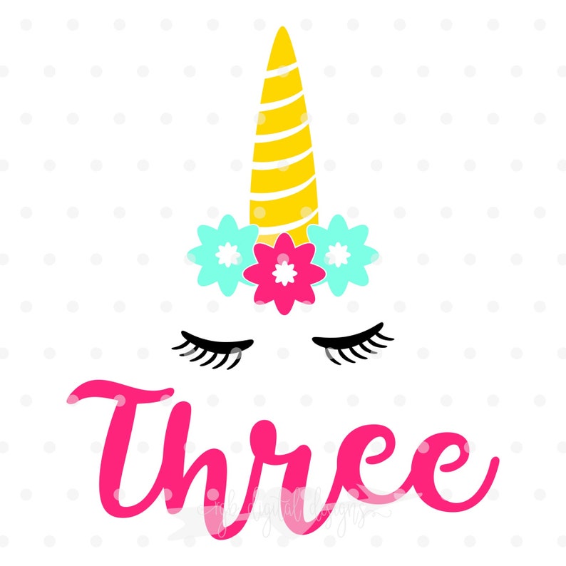 Download Third Birthday Unicorn SVG Cut File Vinyl Decal Iron On | Etsy
