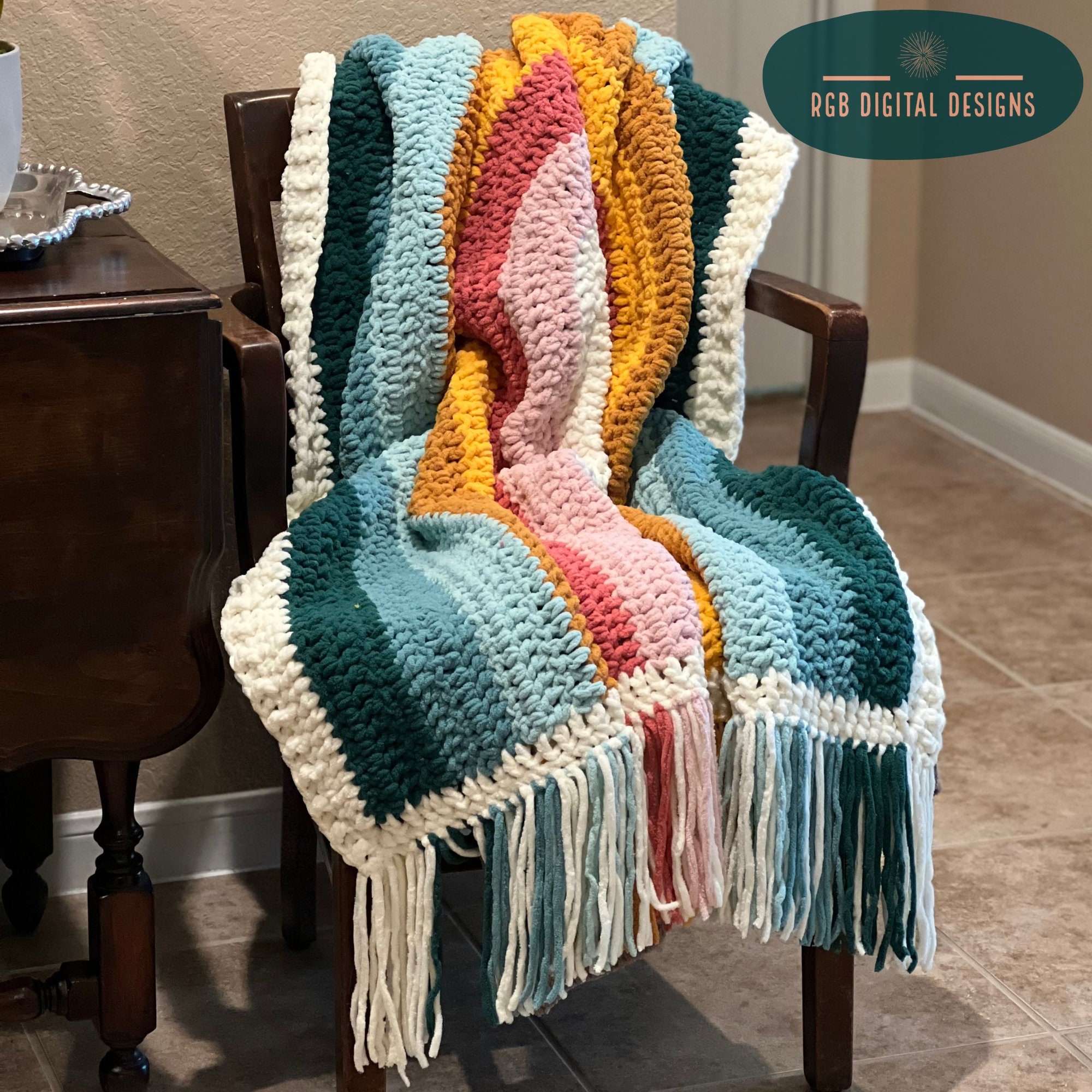 30 Rainbow Blanket Crochet Patterns to Brighten Baby Rooms, Throws, and Gift Giving 16 Plush Rainbow Blanket Crochet Pattern