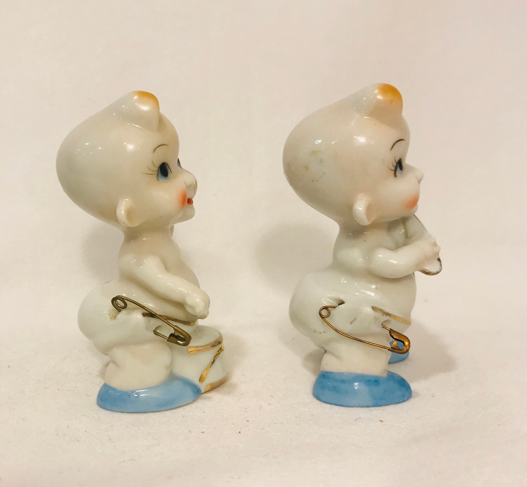 Vintage Ceramic Baby Figurines with Safety Pin Diapers and Etsy