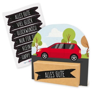 Geldgeschenk Verpackung Auto Führerschein Benzingeld Tankgutschein Karte Geburtstag endlich 18 Volljährig Geschenkverpackung Gutschein Geld