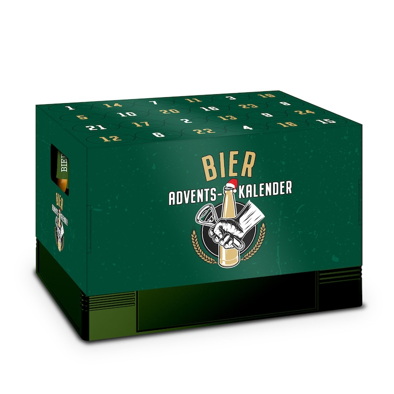 itenga Adventskalender für Bierkasten klassisch grün gol... Bild 1