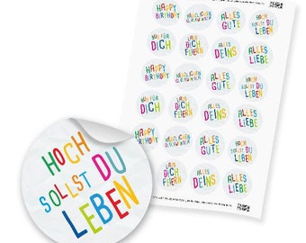 24 x Stickers "Congratulations Kids" Birthday Thank You Children Colorful Stickers Children's Birthday