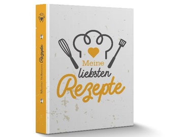 itenga Rezeptordner Motiv KOCHMÜTZE gelb grau DIN A5