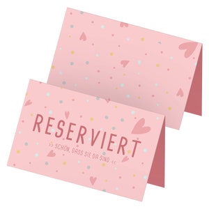 itenga 24x Tischkarten "Reserviert" Pastelltöne Herzen P...
