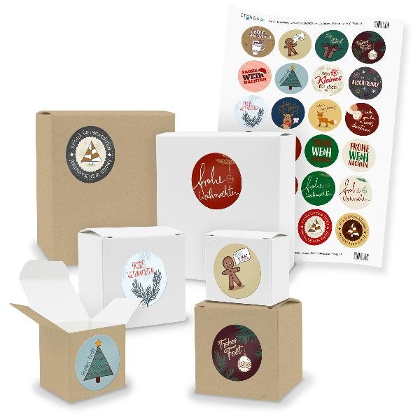 DIY SET 24x kleine Geschenkoxen mit Sticker Weihnachten Mix Geldgeschenk Geschenkverpackung Verpackung