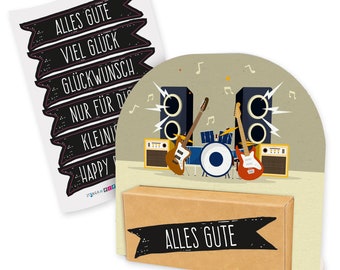 Cash Gift Packaging Card Voucher Concert Stage Festival Music Band Birthday Christmas Gift Wrapping Invitation Gift Rock