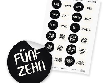 Number stickers Z23 Advent calendar numbers 1-24 written number stickers