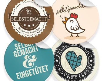 24x Sticker Homemade Mix 4 cm round stickers Baking Cooking Hand Handmade Homemade Jam Cake Cookies Pastry