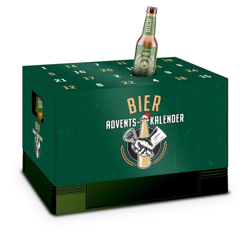 itenga Adventskalender für Bierkasten klassisch grün gol... Bild 2