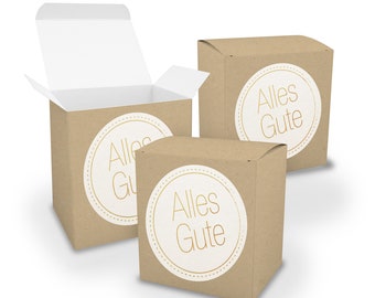 Geschenkverpackung Set 3x XL Würfel BRAUN + Sticker "Alles Gute" weiß Geurtstag Geburtstagsgeschenk Hochzeit Geschenk