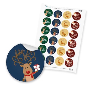 24xSticker Weihnachten TIERE fuchs Rehntier Eule  Hirsch Aufkleber Geschenk Präsent Deko