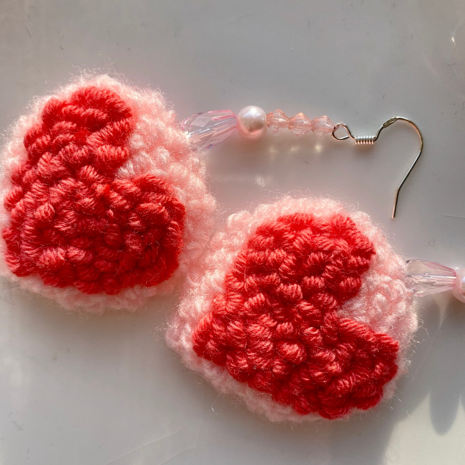 Heart Earrings Punch Needle Statement Jewellery Wool Etsy