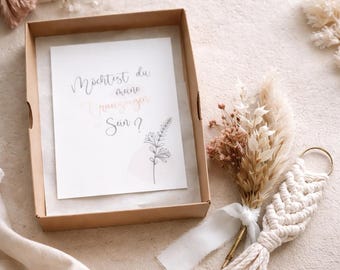 Caixa para Madrinha de Casamento | Você quer ser minha madrinha de casamento? | Caixa de presente em macramê | Flores secas | Caixa de presente | Pergunte à minha madrinha de casamento
