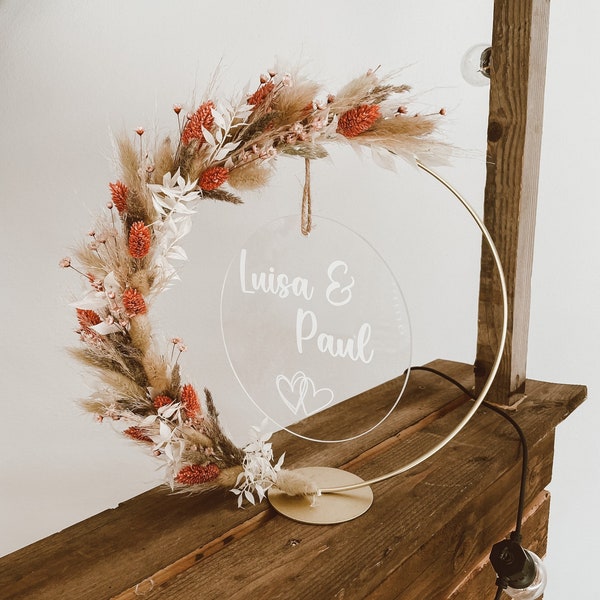 Dried flower wreath with acrylic glass pane | Standing wreath | Flower wreath | Gift idea topping-out ceremony | Gift Wedding | Wedding present