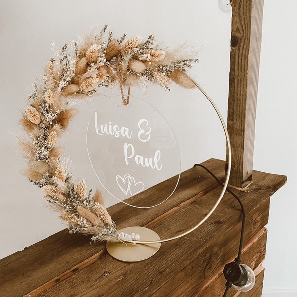 Dried flower wreath with acrylic glass pane | Standing Wreath | Dried flower wreath | gift of money | gift wedding | wedding gift