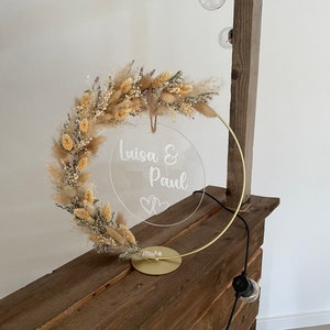 Dried flower wreath with acrylic glass pane Standing Wreath Dried flower wreath gift of money gift wedding wedding gift image 2