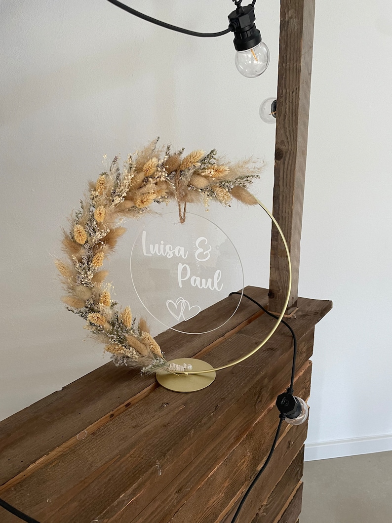 Dried flower wreath with acrylic glass pane Standing Wreath Dried flower wreath gift of money gift wedding wedding gift image 2