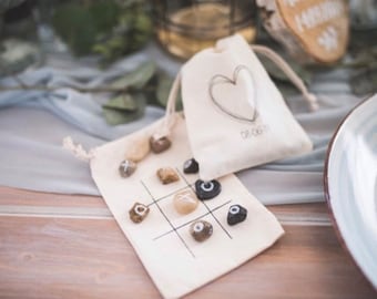 Tic Tac Toe - Gastgeschenk Hochzeit | 5 Stück | Hochzeitsspiel | Hochzeitsgäste | Beschäftigung Hochzeit | Gastgeschenk Taufe | Platzkarten